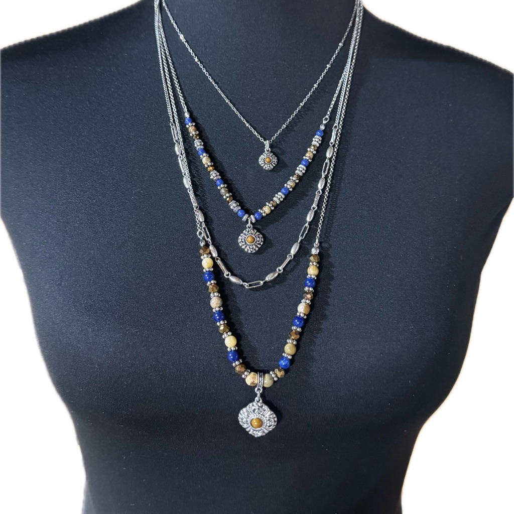 Shyanne Silver And Brown Necklace Earring Set 30$